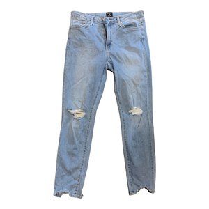 Just Black Maxwell High Rise Distressed Hem Light Wash Skinny Jean